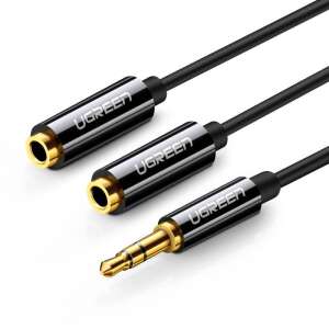 Cablu cu jack de 3,5 mm AUX audio splitter UGREEN AV123, 25 cm (negru) 43717229 Convertoare Jack
