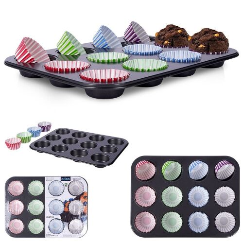 Orion Muffin sütőforma kollázs muffinokkal és papírkapszlikkal - Muffin papír