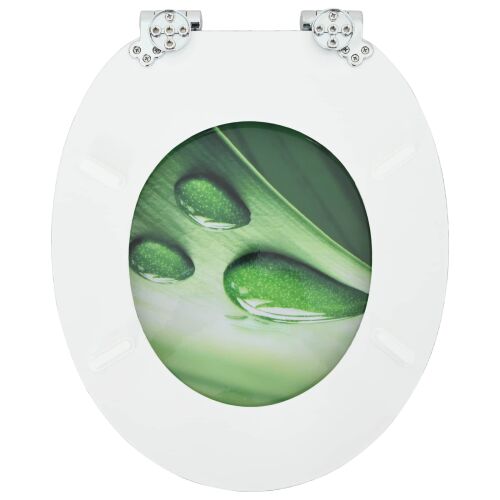 vidaXL Zöld Csepp WC Ülőke MDF 44x38cm - Zárt Nézet - WC ülőke