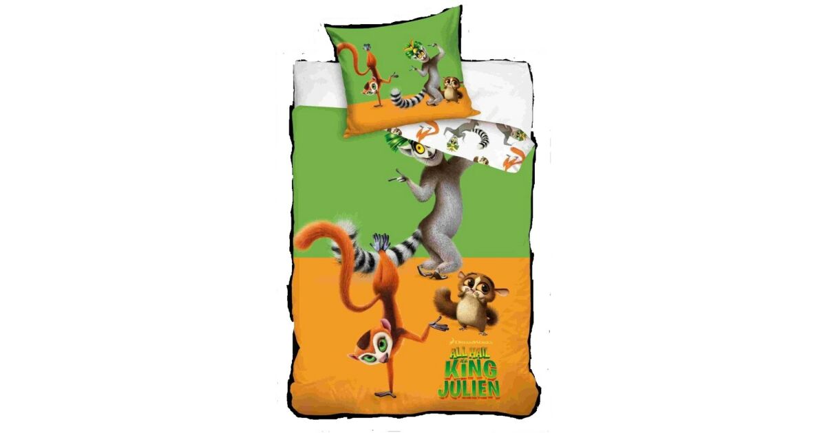 Madagascar KING JULIAN ágyneműhuzat garnitúra 140X200+70X90 Pepita.hu