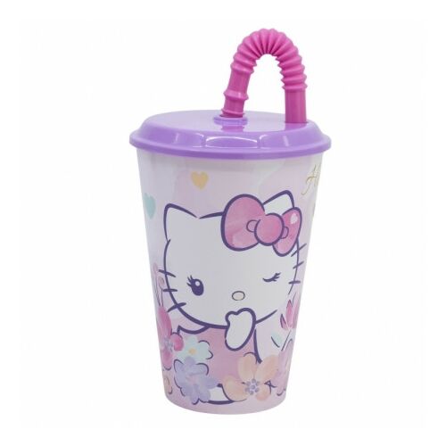 Hello Kitty sportkulacs szívószállal, 430 ml - Szívószálas pohár