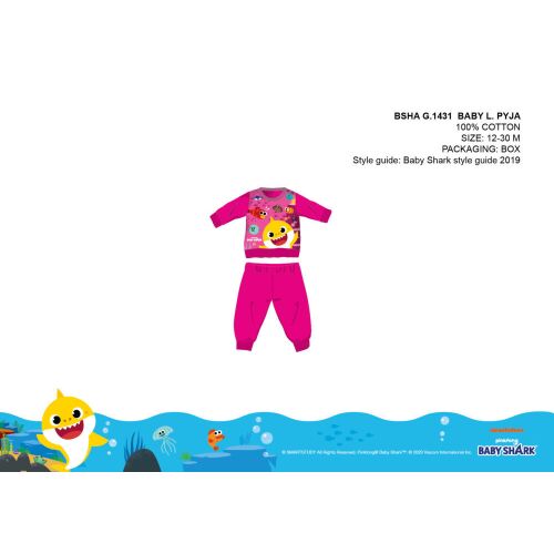Baby Shark baba pizsama - jersey pamut pizsama - pink - 80 152024935 - Gyerek pizsama és hálóing