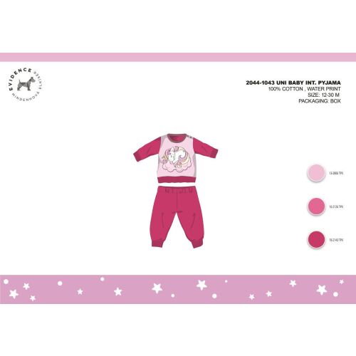 Téli pamut interlock baba pizsama - Unikornis - pink - 92 152028552 - Gyerek pizsama és hálóing