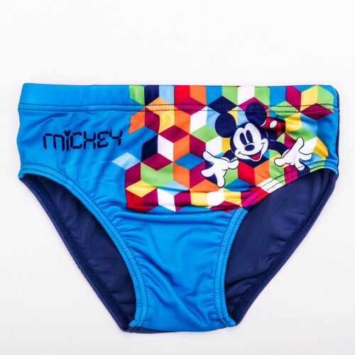 Mickey egér kisfiú kék fürdőalsó, színes geometriai mintával, Disney fürdőruha gyerekeknek - Gyerek fürdőruha
