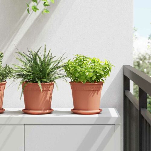 vidaXL Kerek Virágcserép 24 pcs Tégla Vörös Ø 17 x 14 cm Műanyag 155971511 - Virágcserép