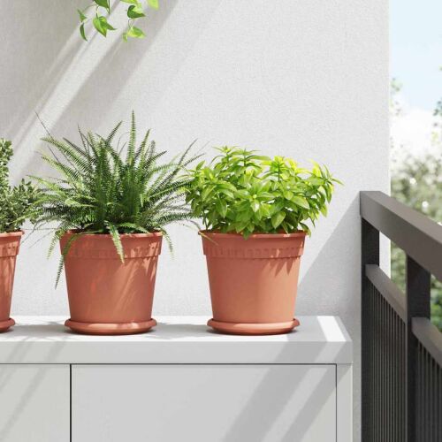 vidaXL Kerek Virágcserép 24 pcs Tégla Vörös Ø 19 x 16 cm Műanyag 155971520 - Virágcserép
