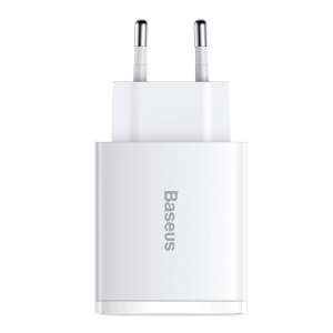 Baseus Compact 30W USB-C and USB-A Wall Charger, White - Baseus Phone Charger