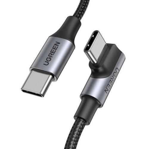 Ugreen USB-C към USB 2.0 кабел, 1м, черен и сив, ъглов конектор