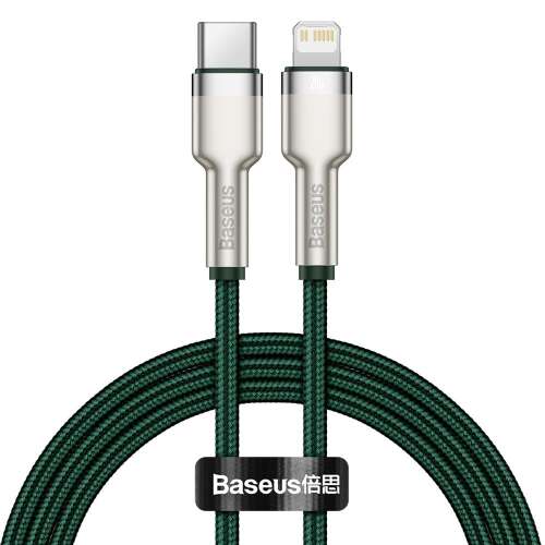 Baseus Cafule USB-C to Lightning cable, 20W PD fast charging, 2m long, green