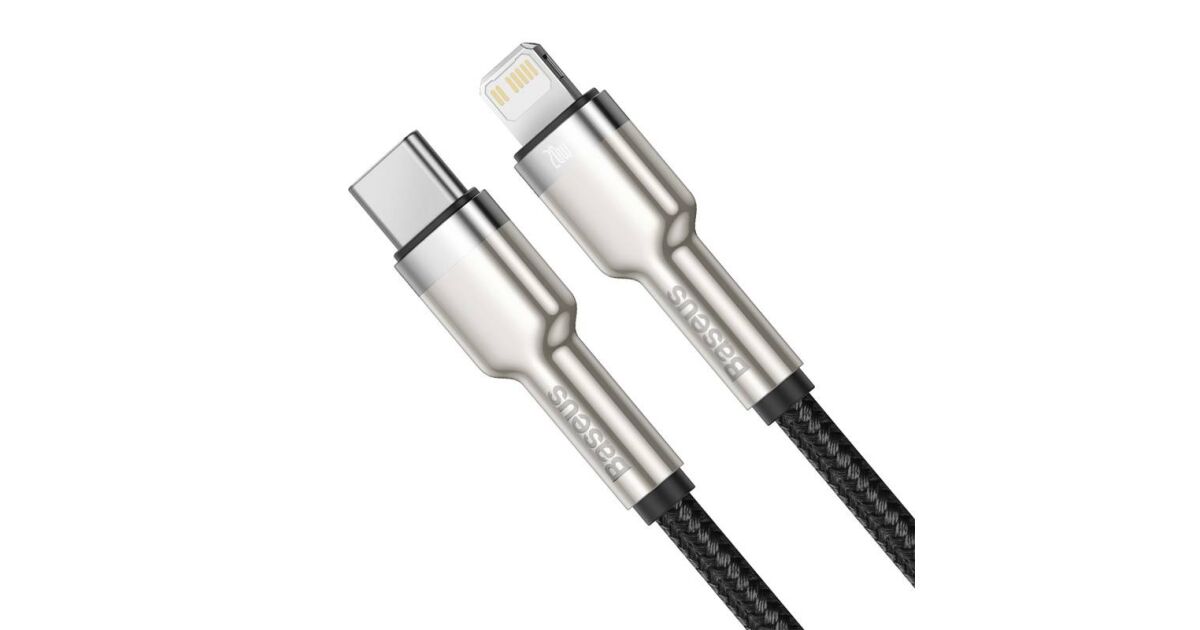 Baseus Cafule fém borítású Type C - Lightning adat- és töltőkábel 20W 0,25m fekete 140755436