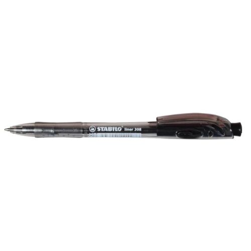 Golyóstoll, 0,38 mm, nyomógombos, STABILO "Liner 308", fekete 152114591 - STABILO