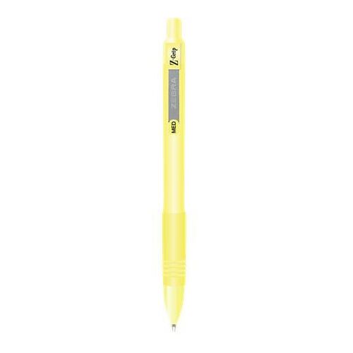 Golyóstoll, 0,27 mm, nyomógombos, sárga tolltest, ZEBRA "Z-Grip Pastel", kék 152115064 - Zebra