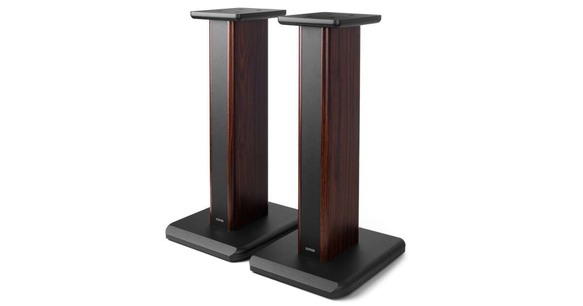 Black 21” Steel Bookshelf Speaker Stands For Edifier R1700BT Bookshelf  Speakers