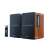 Edifier R1280DBs bookshelf speakers with wood finish, black front, and remote control
