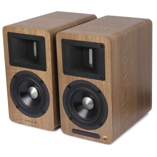 Edifier Airpulse A80 2.0 speakers, brown, side view