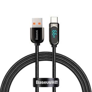 Kábel Baseus USB A na USB C s displejom, 1 meter, čierny - Baseus USB káble