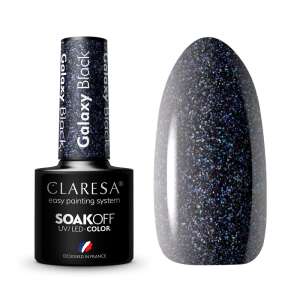 Claresa Galaxy Black Soak-Off UV/LED Gel Polish, schwarzer Gellack mit Glitzer - Gel-Lack