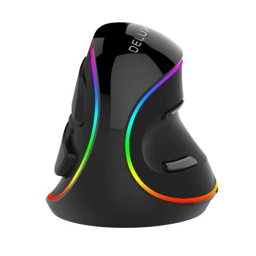 Delux M618Plus(RGB) vertikálna ergonomická myš, čierna, 4000 DPI, káblová