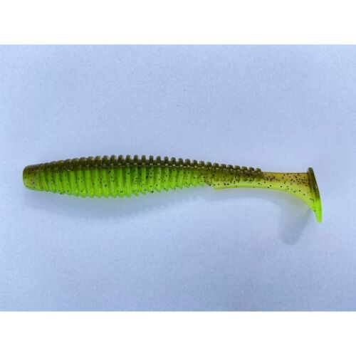 FishUp U-Shad 4 hüvelykes Green Pumpkin Chartreuse gumicsali - Gumicsali és twister