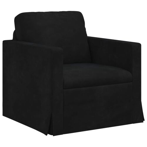 vidaXL fekete bársony fotel fehér háttérrel - Fotel