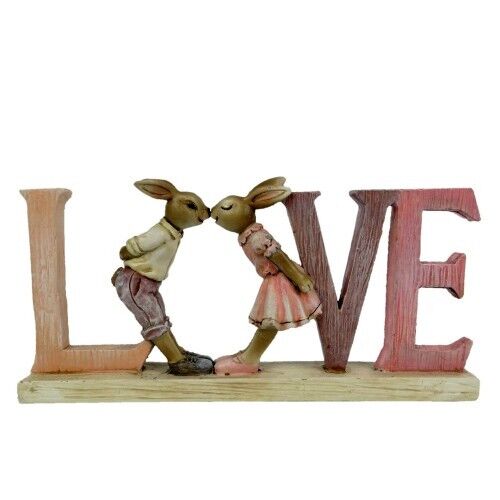 Clayre-Eef LOVE nyuszik műanyag dekorfigura 19x3x9cm 152168654 - Dísztárgy