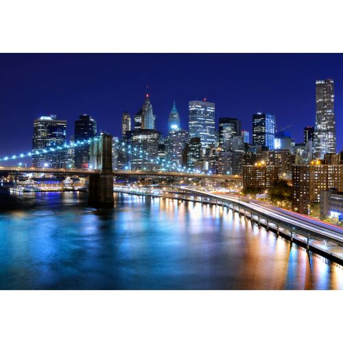 MEDIA New York város vászonkép, Brooklyn híd éjszaka, városkép falikép - Képkeret