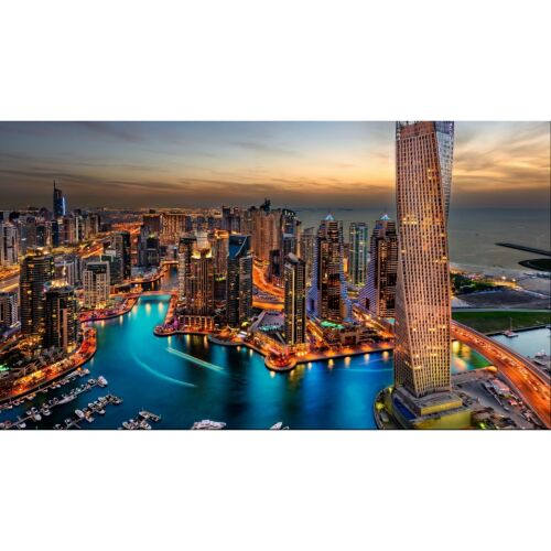MEDIA vászonkép, Dubai éjszakai látképe, 60x40 cm - Képkeret