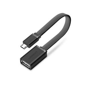Ugreen kábel US133 10396 micro USB (samec) / USB-A (samica) OTG plochý 0,15 m - čierny