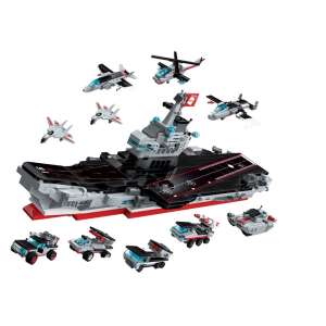 QMAN® 1418 – 8-in-1-Konstruktionsspielzeug „Flugzeugträger-Mutterschiff“ – 100 % kompatibel mit allen anderen beliebten Marken