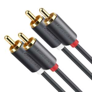 Kabel audio UGREEN 2x RCA, czarny, pozłacane złącza, wysokiej jakości transmisja dźwięku - Ugreen