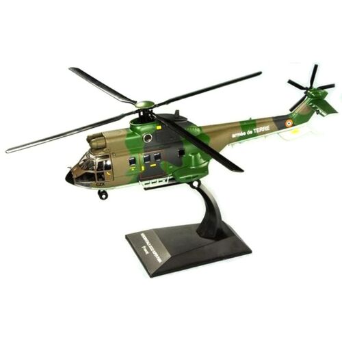 Aerospatiale AS332 helikopter modell, zöld álcázás, méretarányos modell, repülési gyűjtemény - Játék