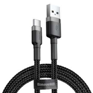 Кабел Baseus Cafule USB-C към USB, 2A, 2m, черен - USB кабел