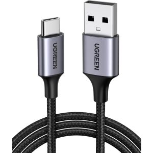 Kabel Ugreen USB-C do USB-A z nylonowym oplotem na białym tle - Kabel danych