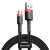 Baseus Cafule Micro-USB cable, black braided cable with red accents, coiled on a white background