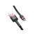 Cablu Baseus Cafule Micro-USB, cablu împletit negru cu accente roșii, arătând conectorii USB-A și Micro-USB