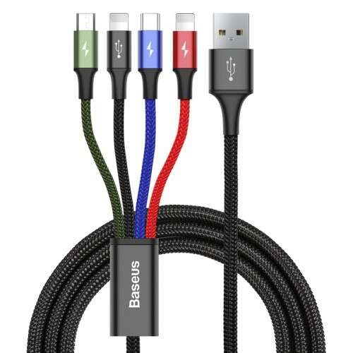 Baseus Fast 4in1 USB-C + 2x Lightning + Micro 3,5A 1,2m kábel (KB2L435A12BK) #fekete
