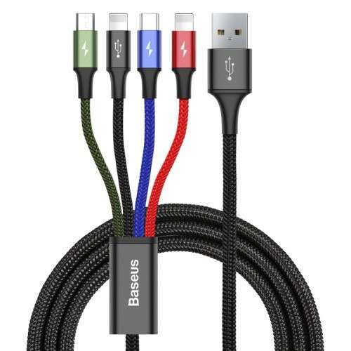 Kabel ładujący Baseus Fast 4w1 USB-C, Lightning, Micro USB, czarny