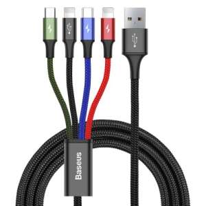 Кабел за зареждане Baseus Fast 4 в 1 USB-C, Lightning, Micro USB, черен - Lightning кабел