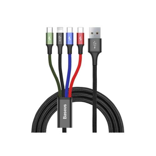 Baseus Fast 4in1 USB-kábel 2xUSB-C + Lightning + Micro 3,5A 1,2m (CA1T4-B01) #fekete