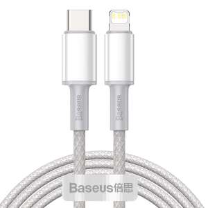 Baseus USB-C - Lightning cablu împletitură de înaltă densitate 20W PD 2m (CATLGD-A02) #white 43802581 Cabluri de date