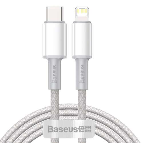 Baseus USB-C - Lightning nagy sűrűségű fonott kábel 20W PD 2m (CATLGD-A02) #fehér