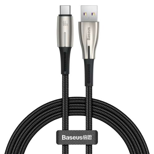 USB-C Baseus USB-Kabel Waterdrop, LED, 66W, 6A, 1m (schwarz)