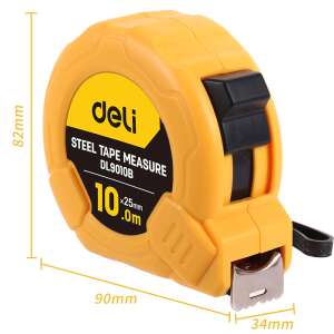 Bandă de măsură Deli Tools EDL9010B, 10m / 25mm (galben) 43747475 Rulete
