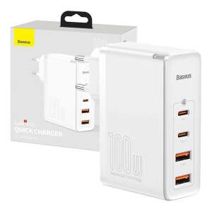 Încărcător de perete Baseus GaN2 Pro, 2x USB + 2x USB-C, 100W, EU (alb) 66886188 Adaptoare de rețea