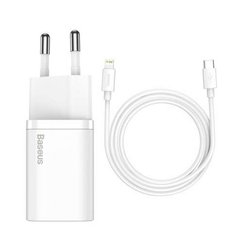 Baseus TZCCSUP-B02 Super Si 20W USB-C wall charger with Lightning cable and USB-C cable