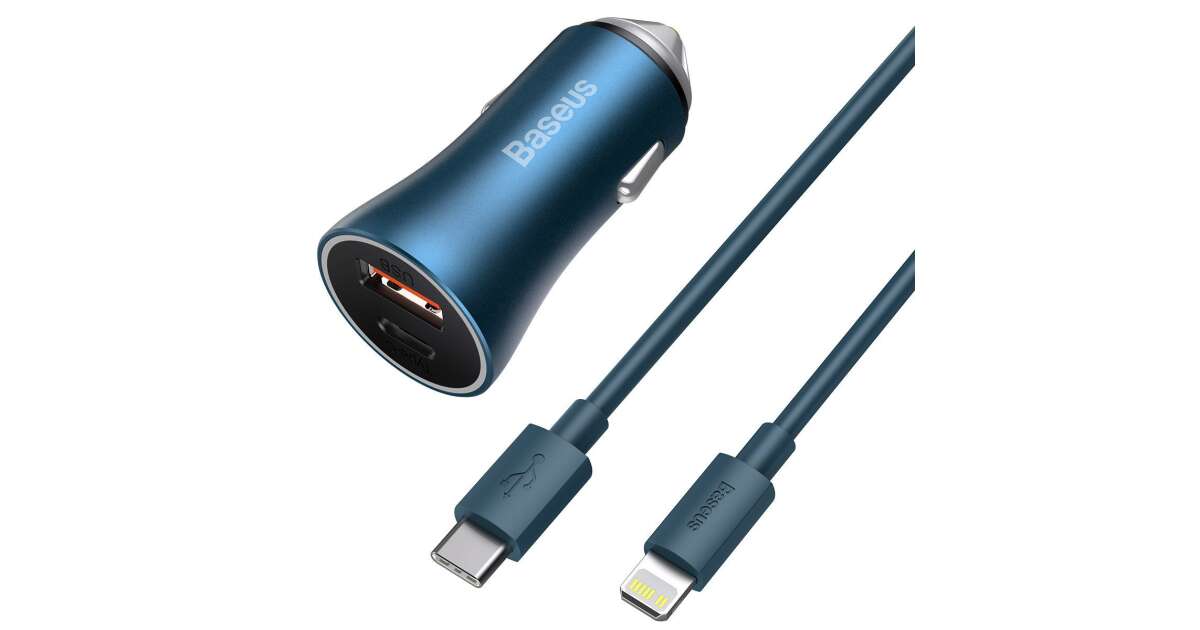 Baseus TZCCJD-03 Golden Contactor Pro Autoladegerät USB + USB-C Lightning  Kabel 40W #blau