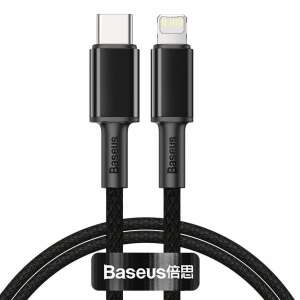 Cablu Baseus USB-C la Lightning, Negru, 1m - Cabluri Lightning