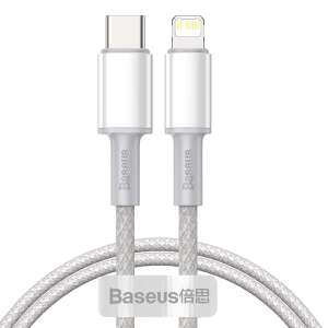 Baseus USB-C cablu împletitură de înaltă densitate USB-C Lightning 20W 5A PD 1m (CATLGD-02) #white 43798087 Cabluri de date