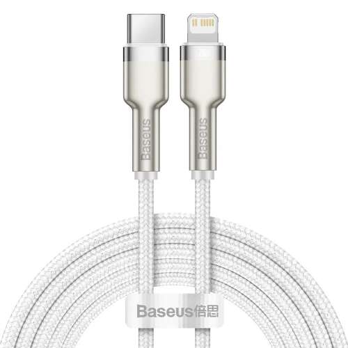 Baseus Cafule USB-C to Lightning cable, 2m white braided cord