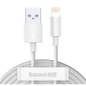 Kábel Baseus Simple Wisdom Lightning 2.4A 1.5m biely, USB na Lightning kábel na nabíjanie a prenos dát - Lightning káble